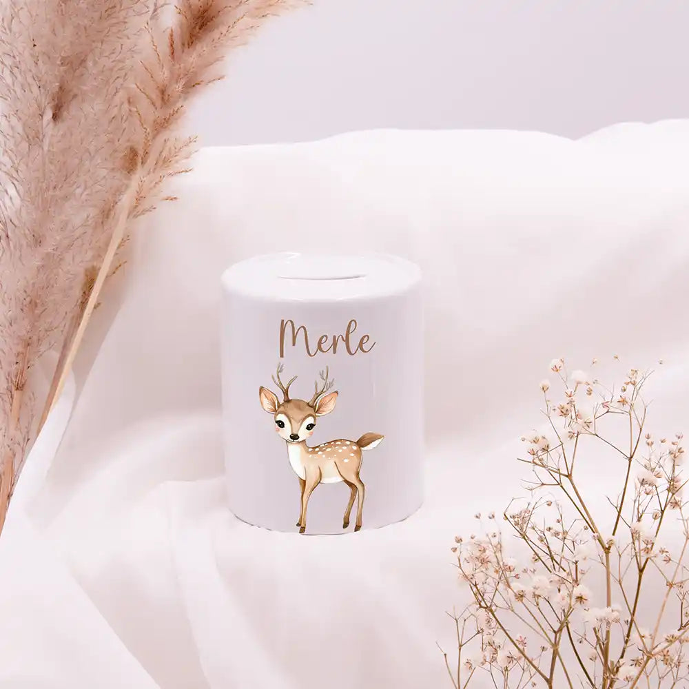 Spardose Kinder aus Keramik - Niedliches Reh