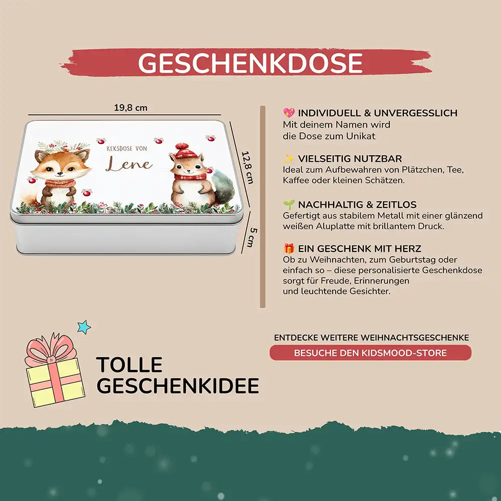 Keksdose aus Metal personalisiert - Eichhörnchen