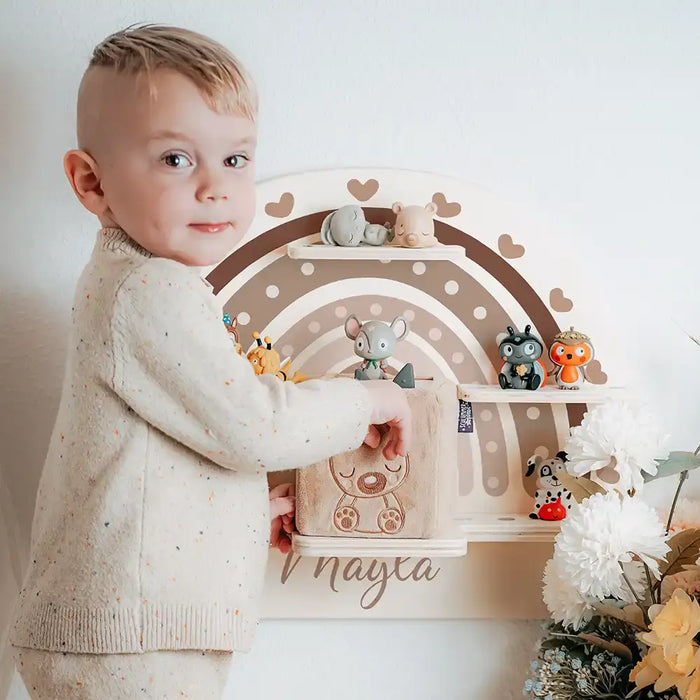 Tonie Regal aus Holz, Toniebox Regal Regenbogen Herz