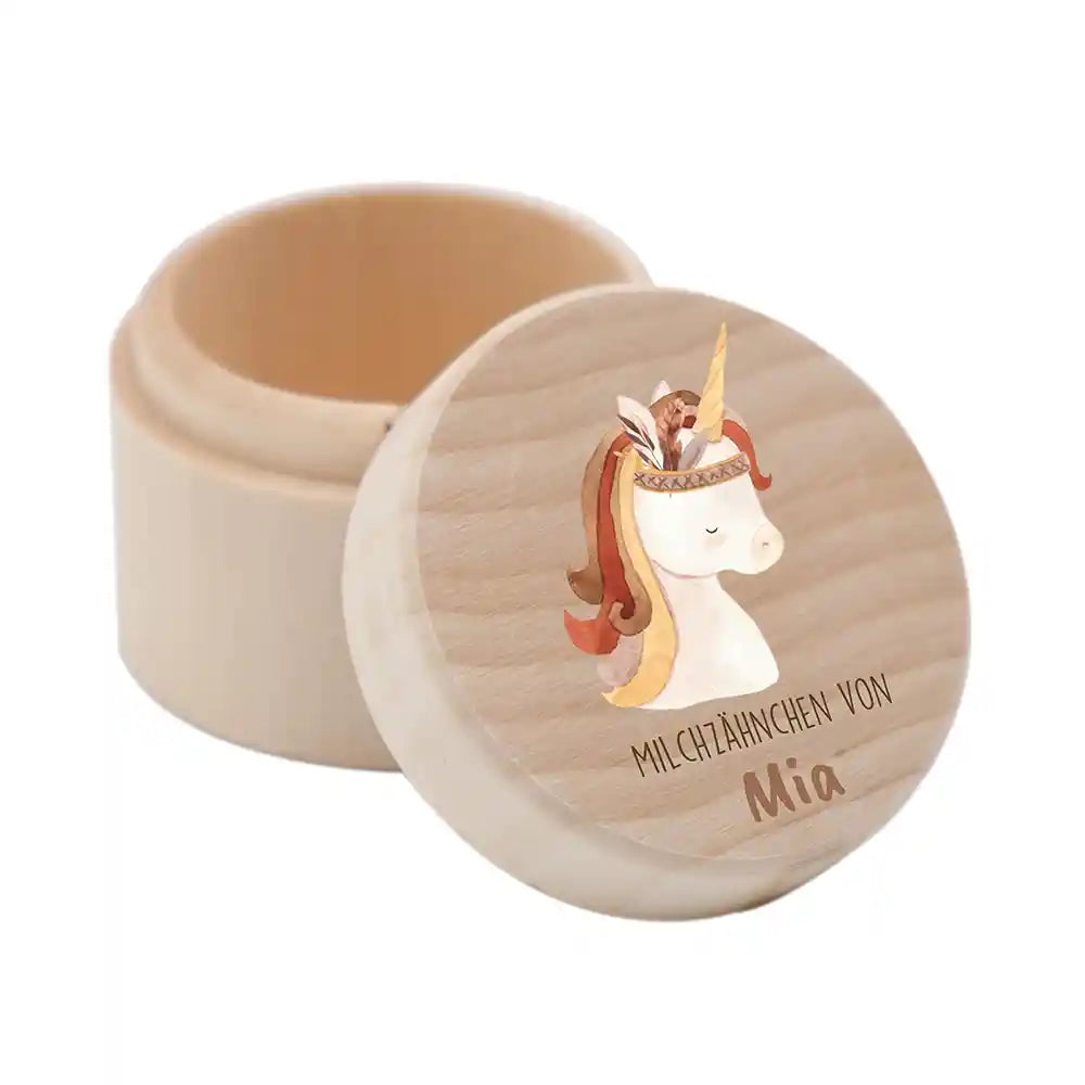 Zahndose Milchzähne personalisiert - Holz Zahnbox mit Wunschnamen - Löwe