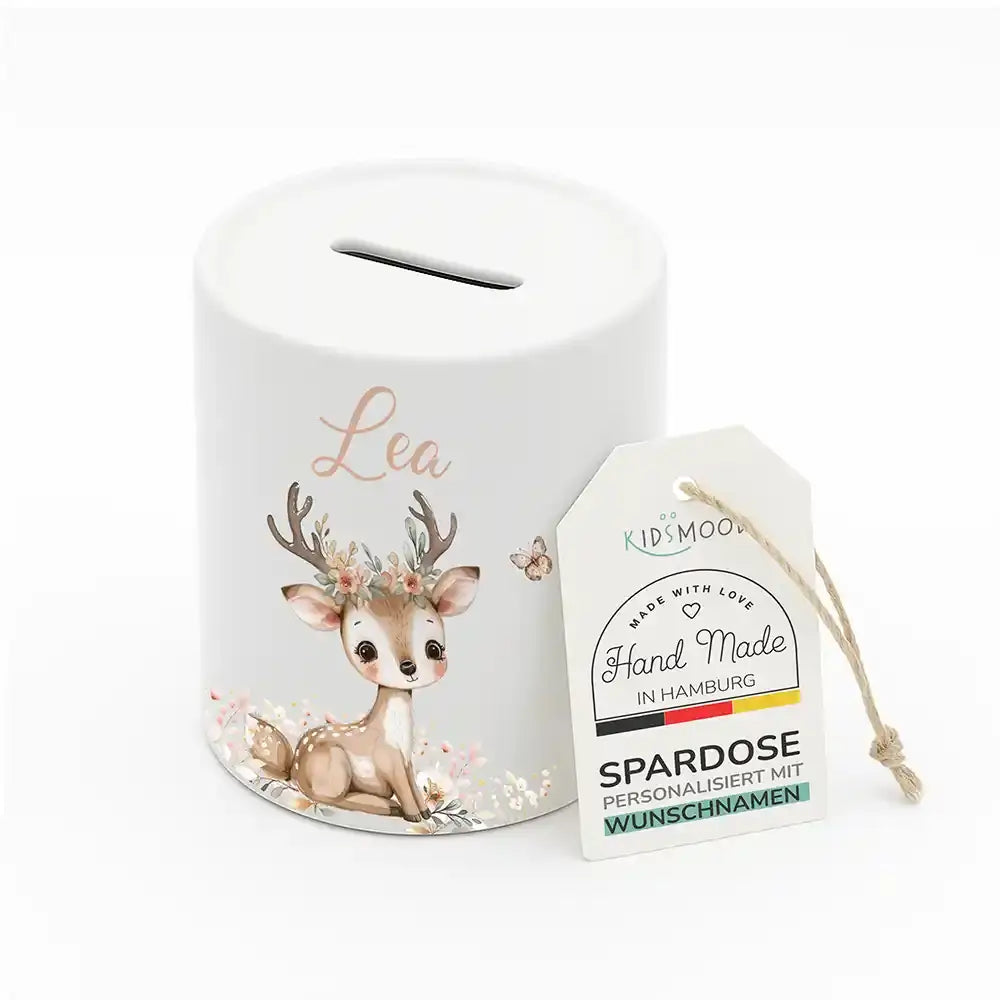 Spardose Kinder aus Keramik - Baby Reh