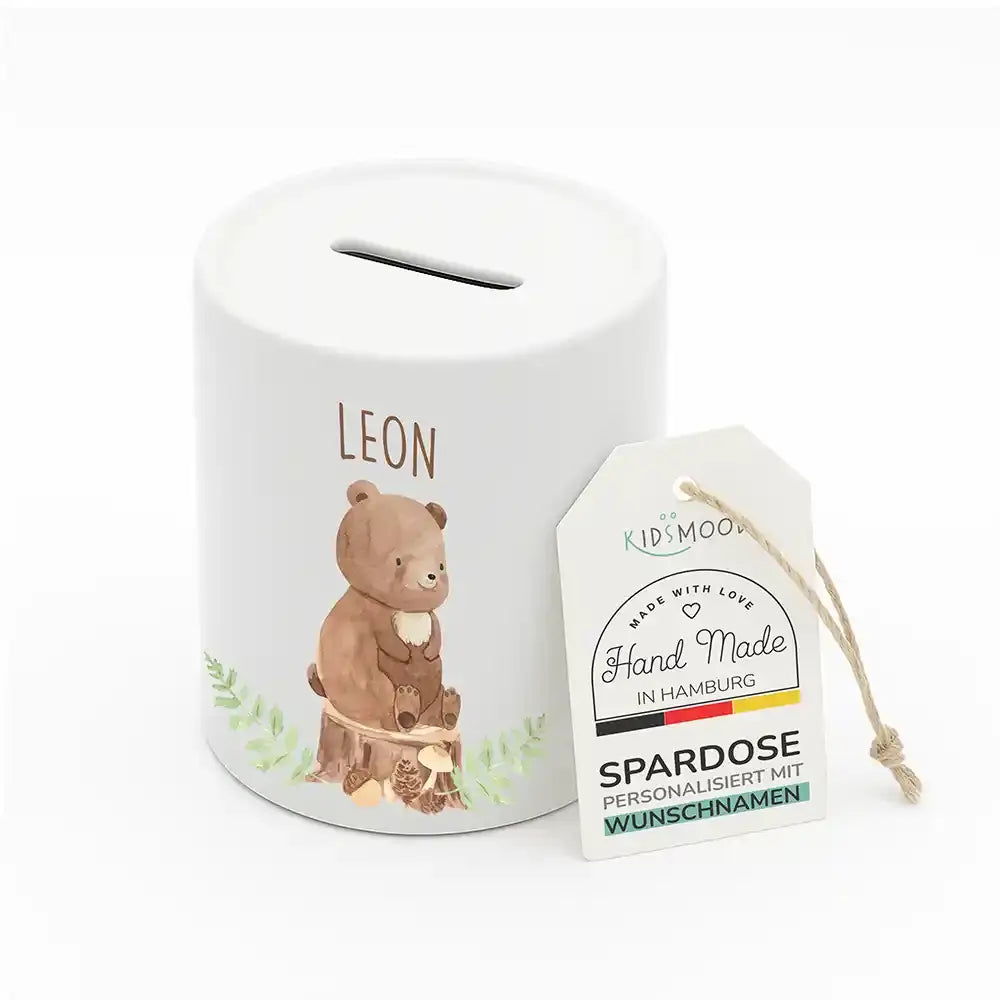 Spardose Kinder aus Keramik - Bär Waldtiere