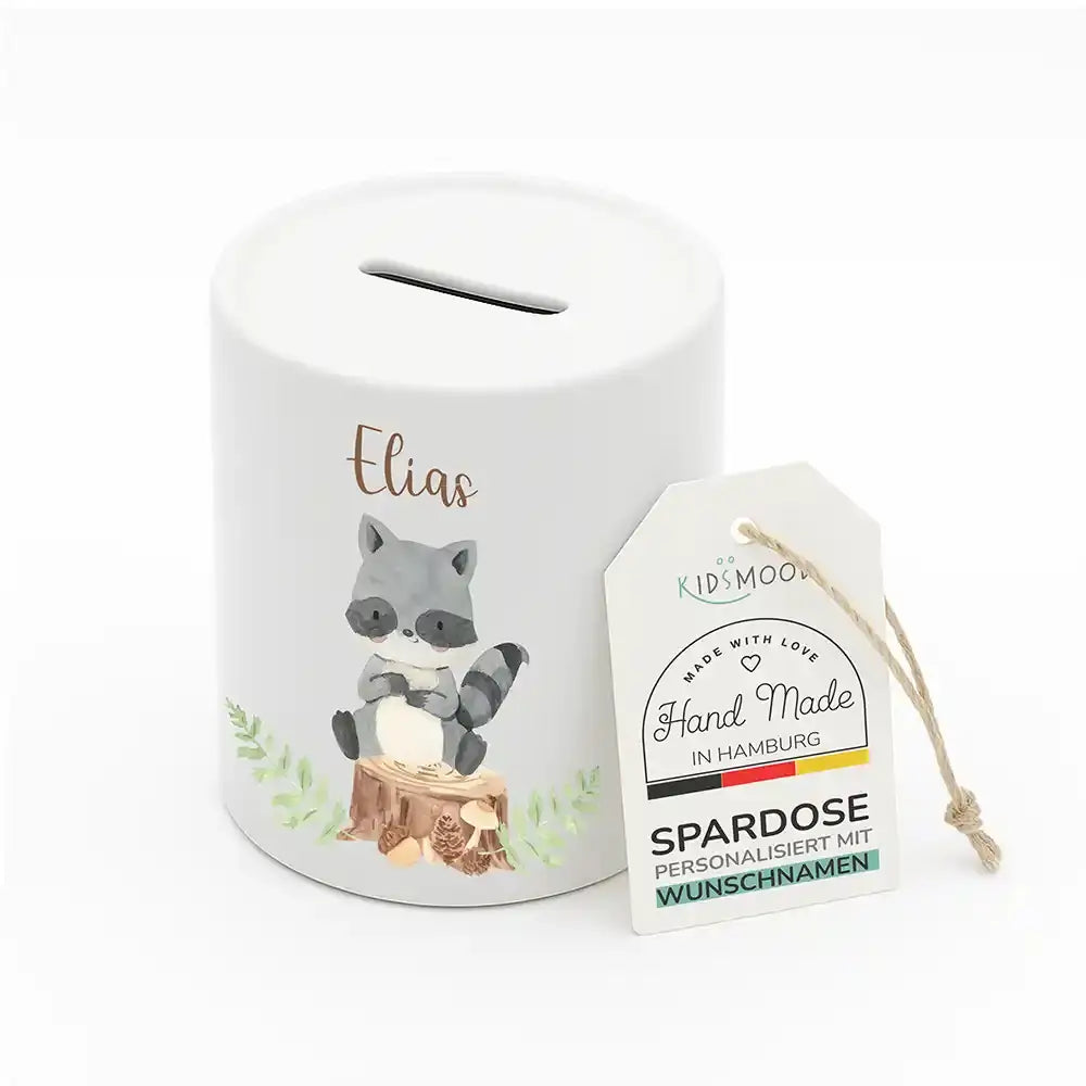 Spardose Kinder aus Keramik - WaschbÀr