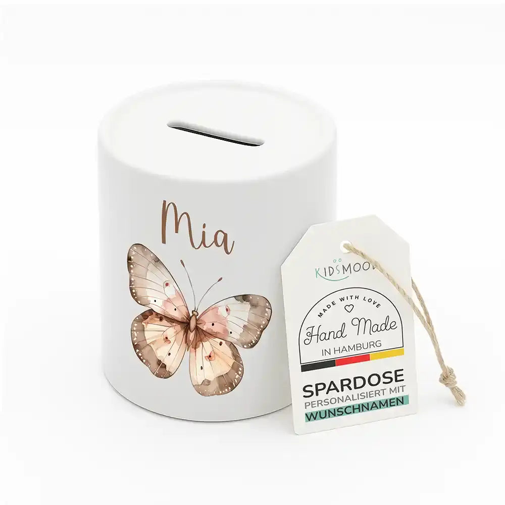 Spardose Kinder aus Keramik - Schmetterling