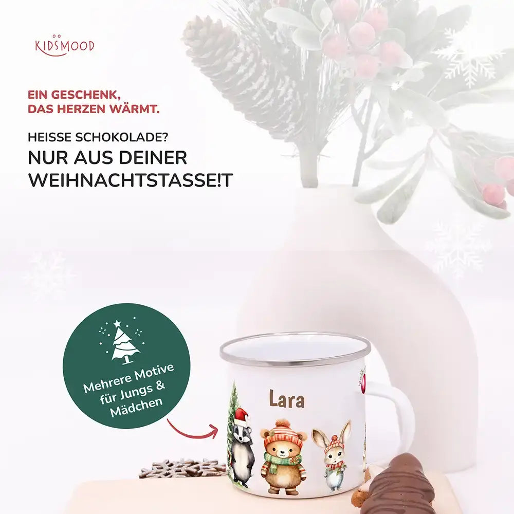 Emaille Tasse personalisiert Weihnachten - Liebevolle Weihnachten