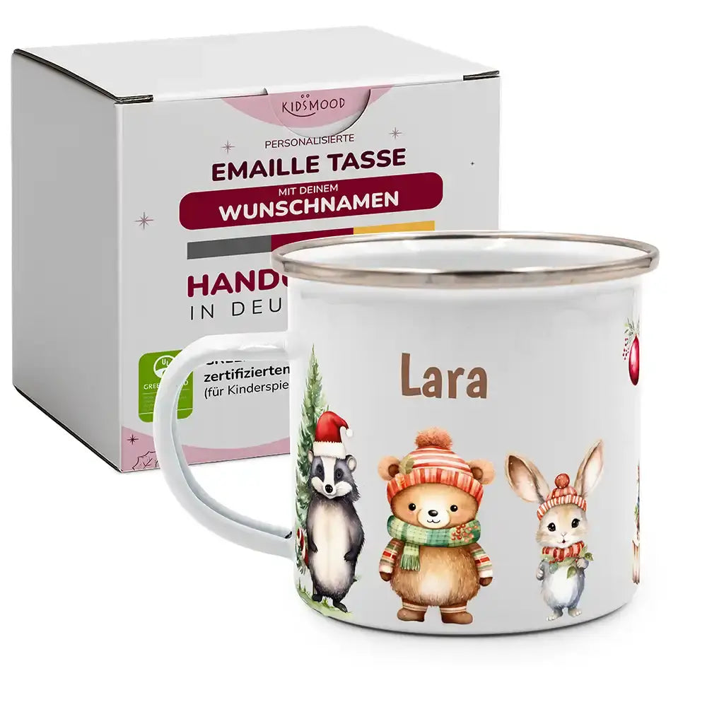 Emaille Tasse personalisiert Weihnachten - Liebevolle Weihnachten