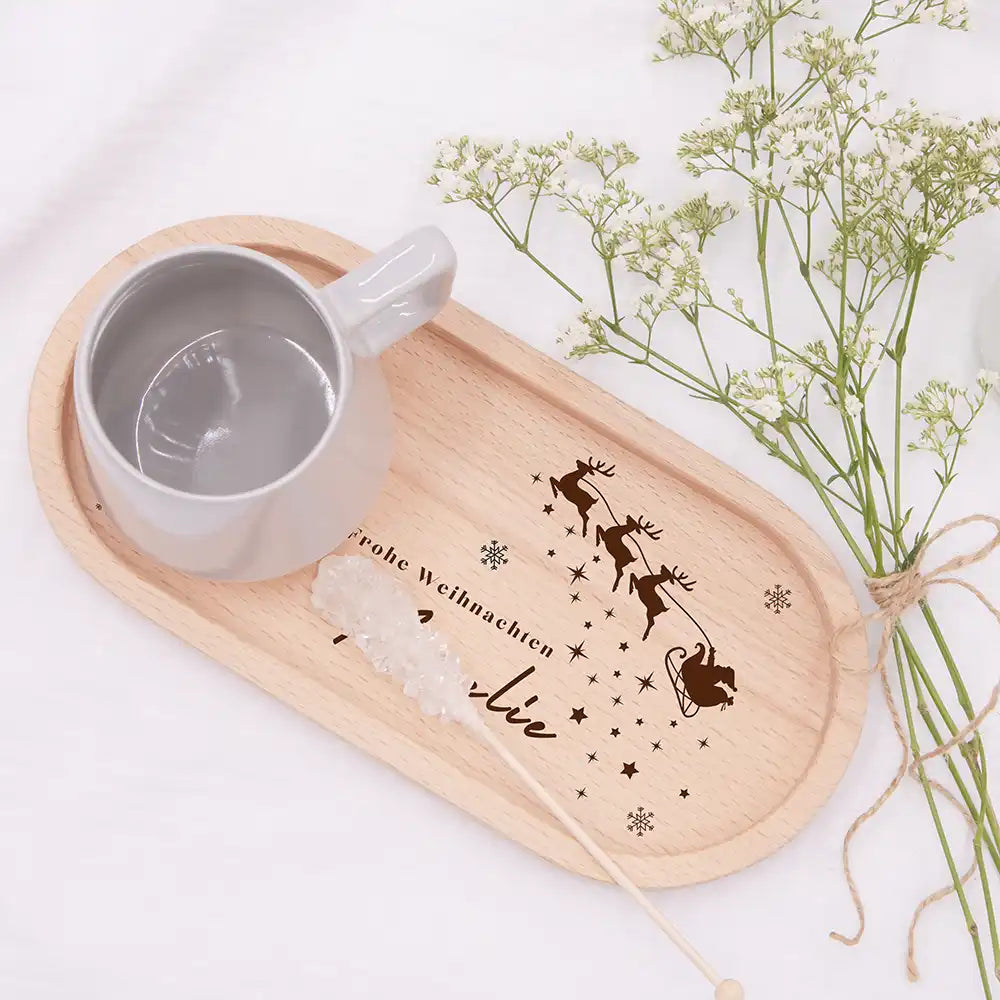 Holz-Serviertablett Weihnachtsgeschenk - Frohe Weihnachten niedliche Motive