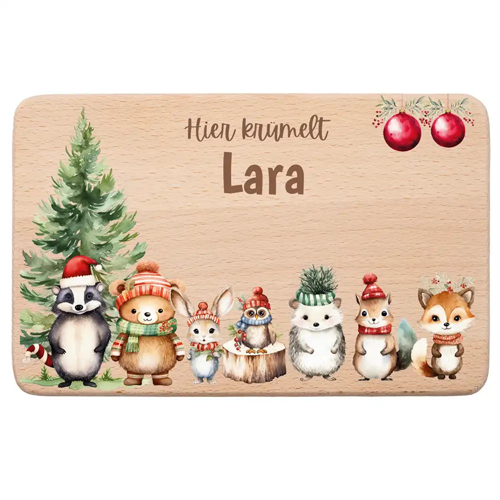 Frühstücksbrettchen Weihnachten - Niedliche Tiere