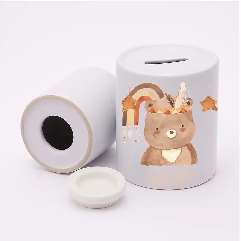 Spardose Kinder aus Keramik - Boho Bär