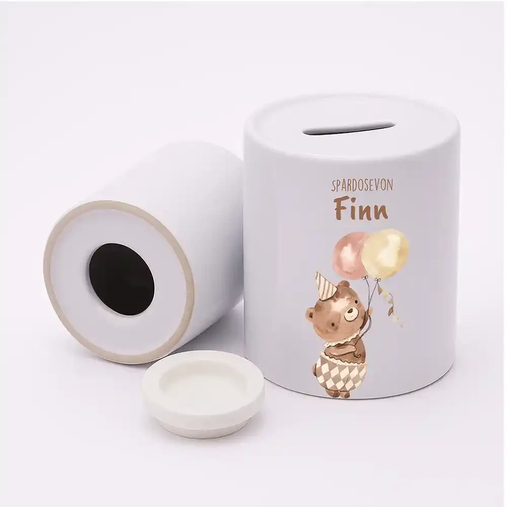 Spardose Kinder aus Keramik - Bär mit Ballon