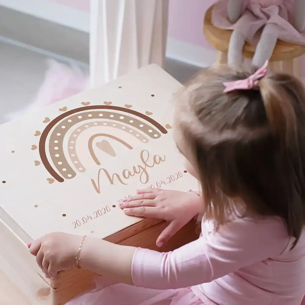 Erinnerungsbox Baby - Regenbogen Herz