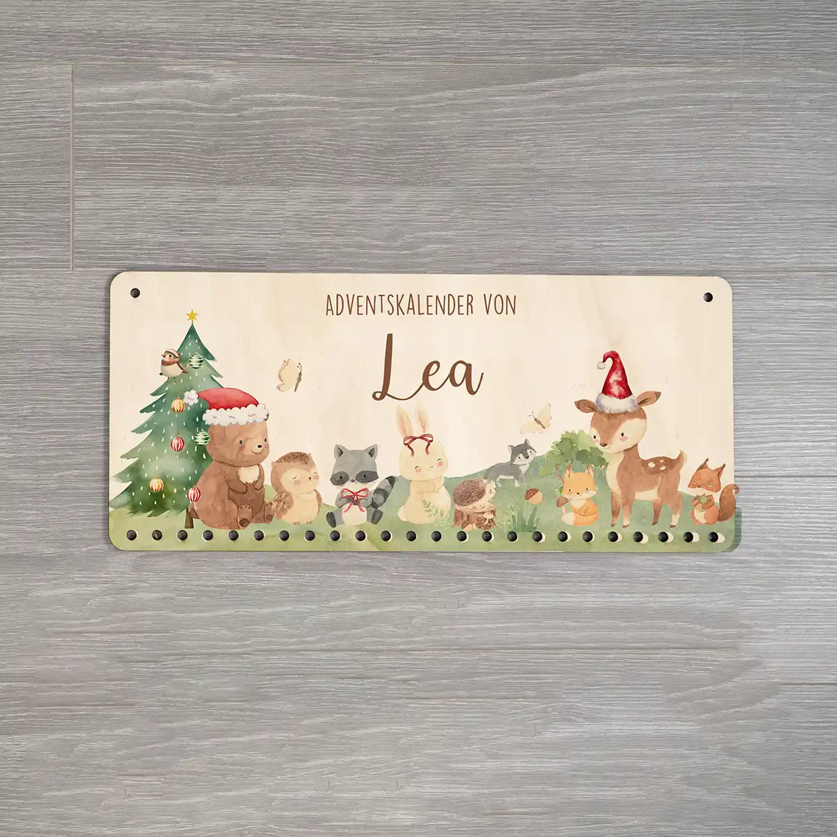 Personalisierbarer Adventskalender farbig - Niedliche Waldtiere