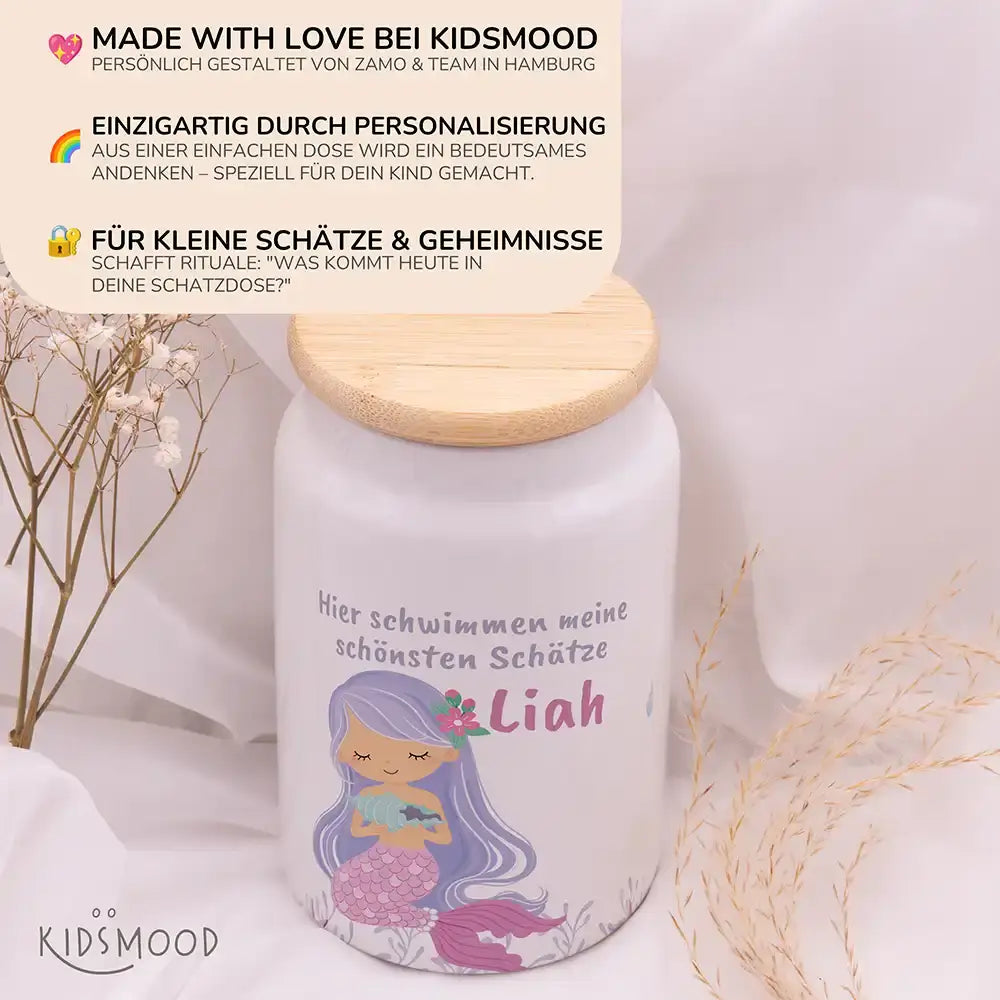 Personalisierbare Keksdose mit Name - Meerjungfrau