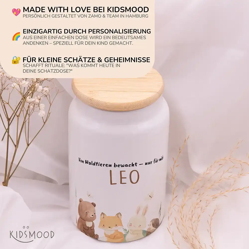 Personalisierbare Keksdose mit Name - Niedlicche Waldtiere