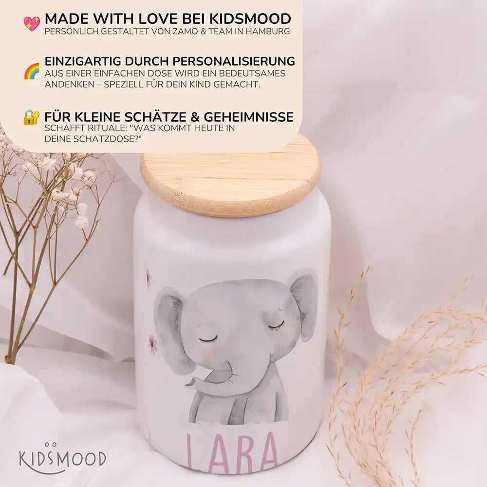 Personalisierbare Keksdose mit Name - Elefant