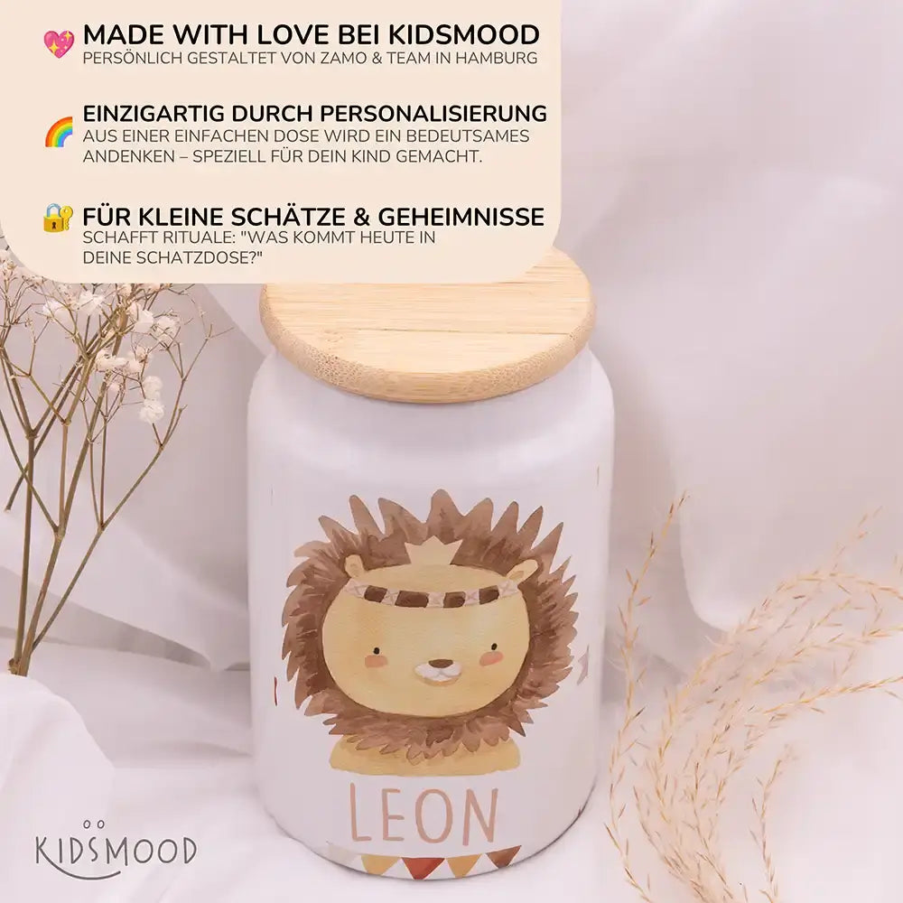 Personalisierbare Keksdose mit Name - Löwe