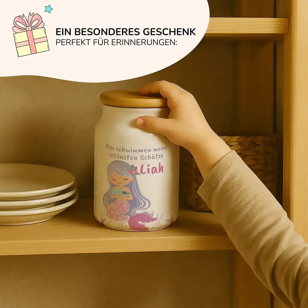 Personalisierbare Keksdose mit Name - Meerjungfrau