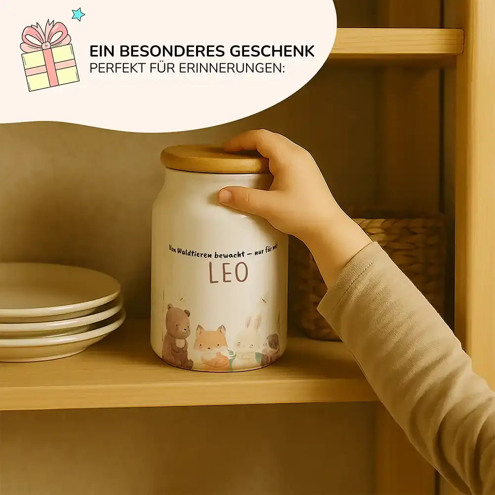 Personalisierbare Keksdose mit Name - Niedlicche Waldtiere