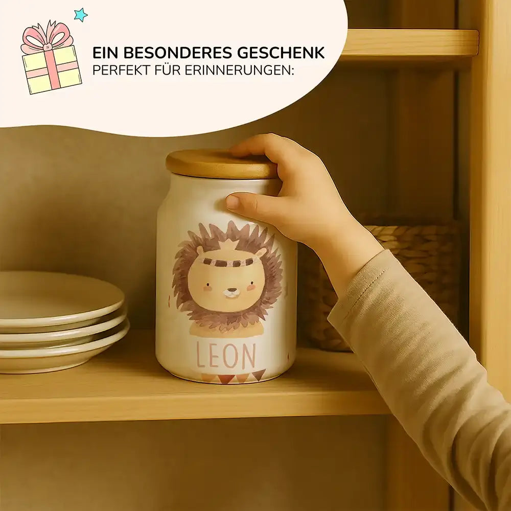 Personalisierbare Keksdose mit Name - Löwe