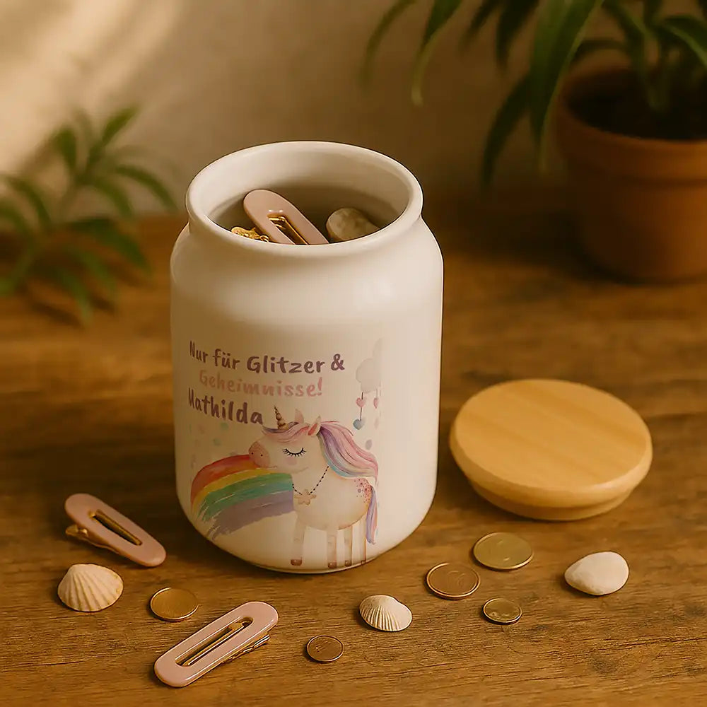 Personalisierbare Keksdose mit Name - Einhorn