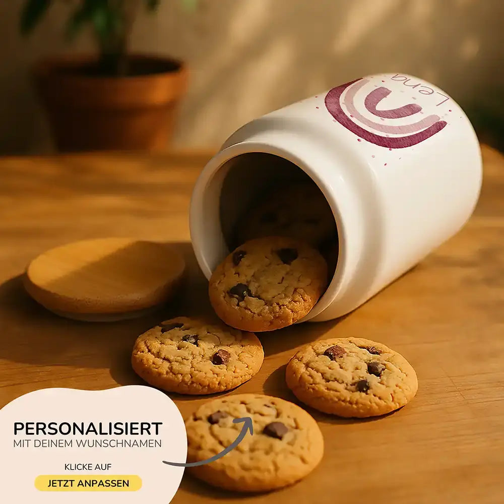 Personalisierbare Keksdose mit Name - - Regenbogen