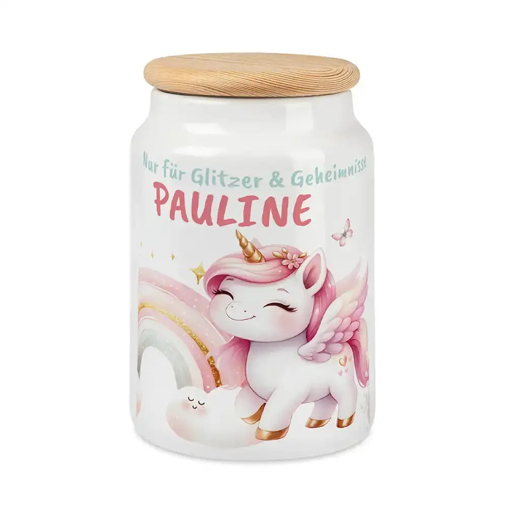 Personalisierbare Keksdose mit Name - Zauberhaftes Einhoen