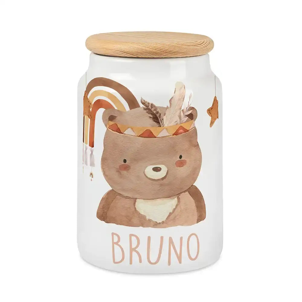 Personalisierbare Keksdose mit Name - Boho Bär