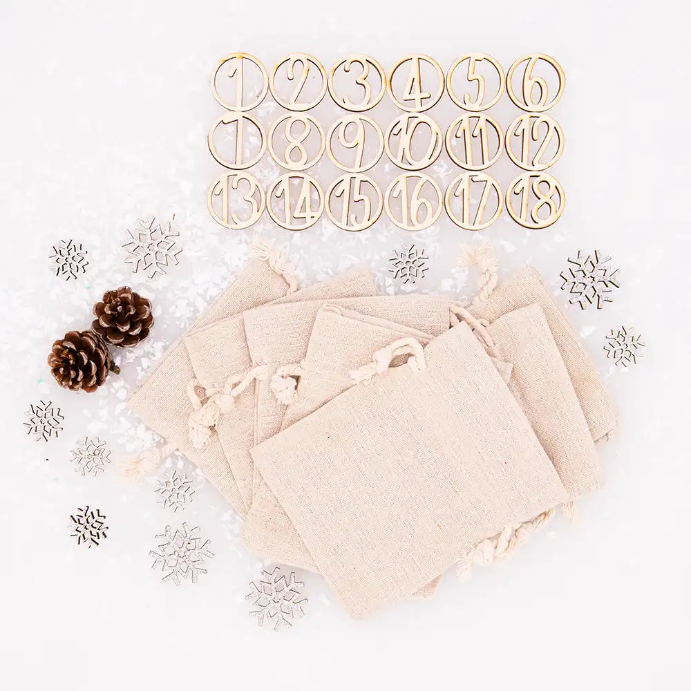Personalisierter runder Adventskalender Kinder aus Holz - WeihnachtsbÀr