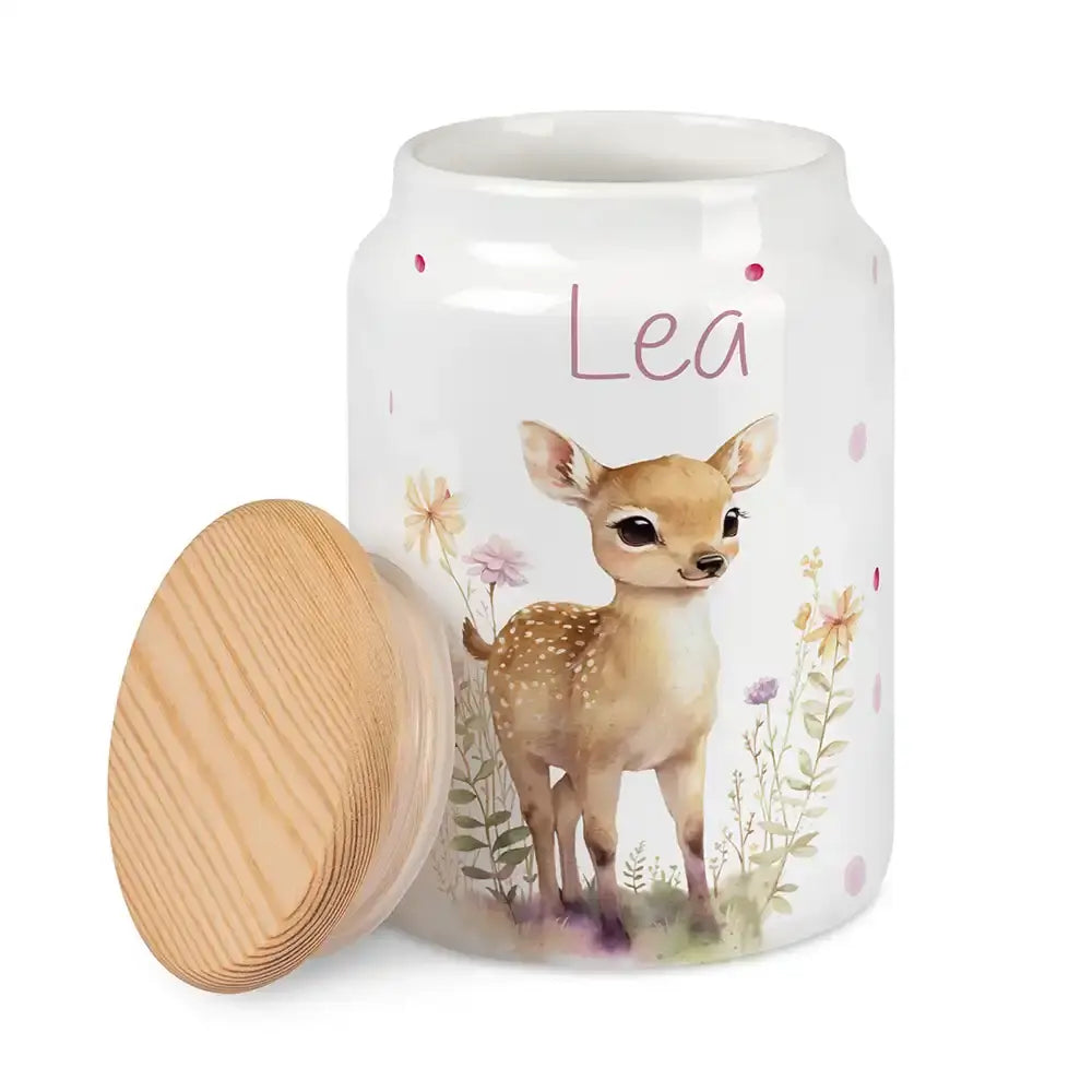 Personalisierbare Keksdose mit Name - Reh