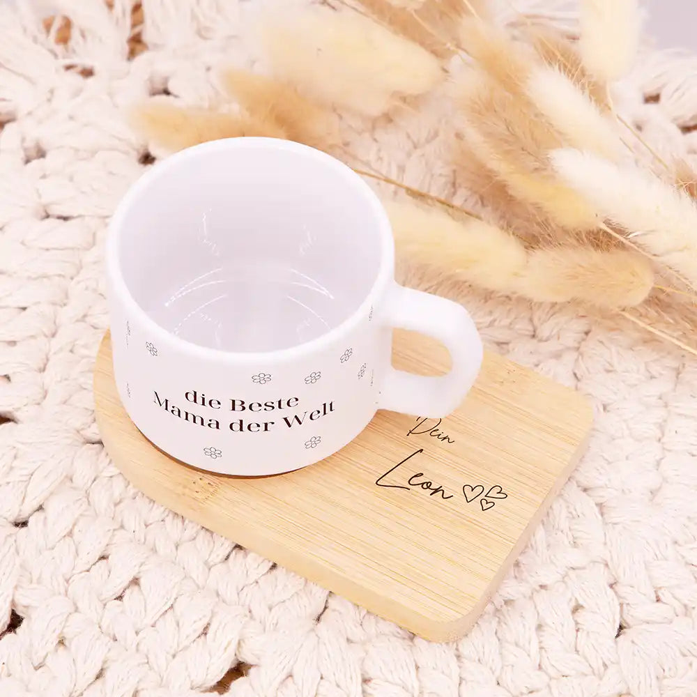 Personalisierte Tasse mit Namen Muttertag Beste Mama Blümchen – alle Ansichten