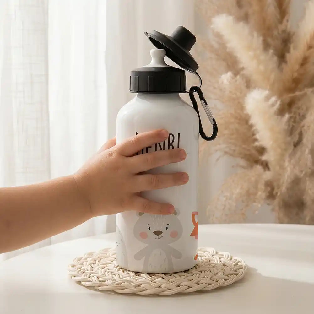 Personalisierte Trinkflasche Kinder BĂ€r & Fuchs â MundstĂŒck & Schraubverschluss Detail