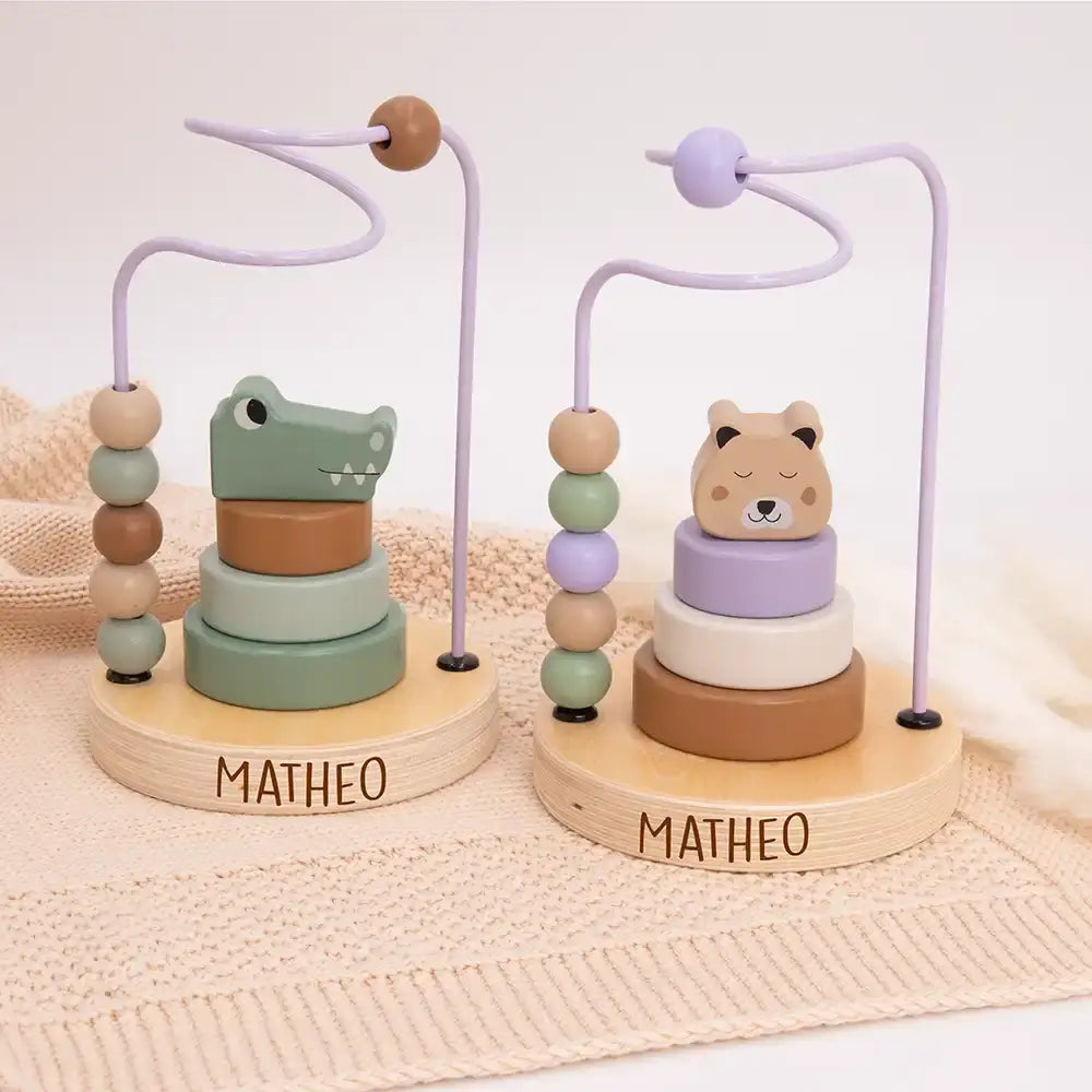 Holzstapelturm Krokodil personalisiert mit Namen