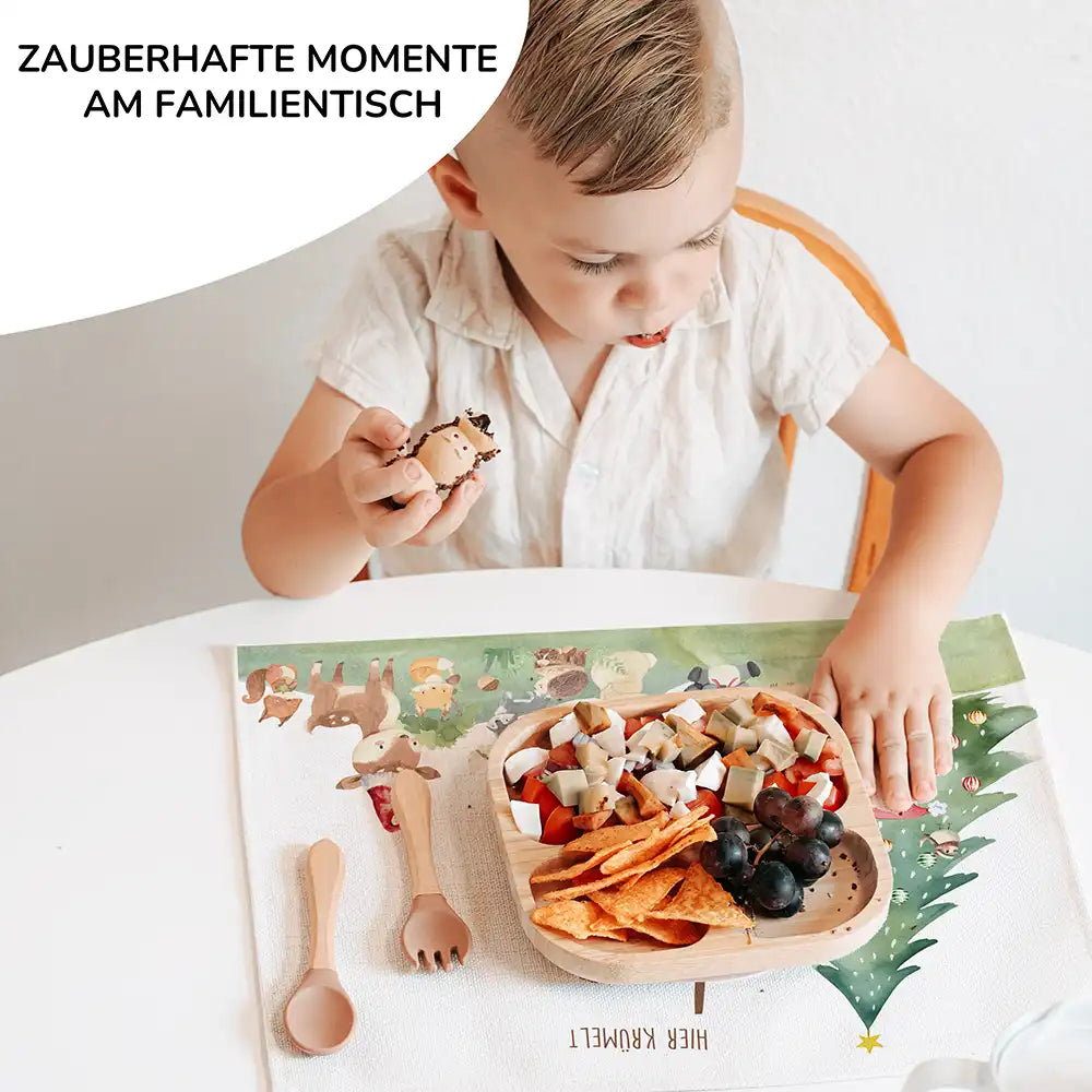 Tischset Kinder personalisiert Weihnachtsmotiv - Niedliche Waldtiere