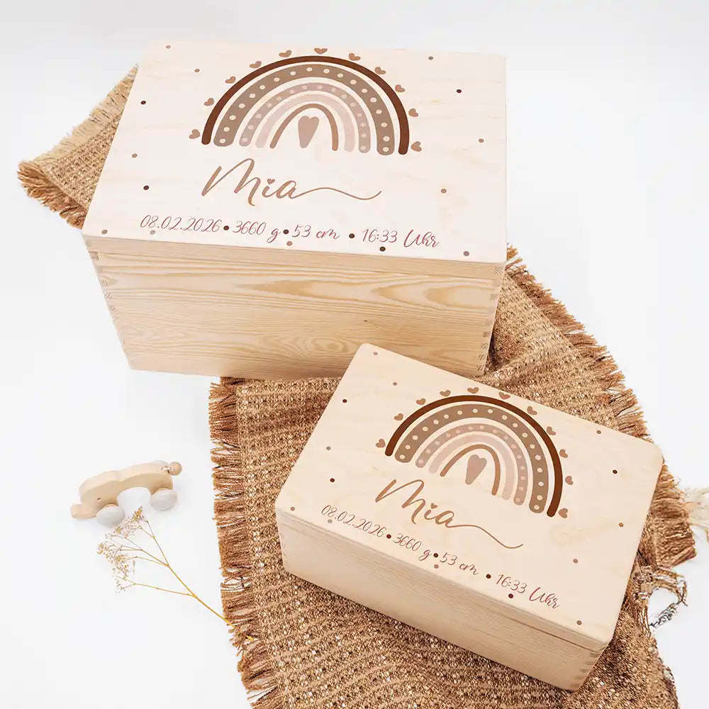 Erinnerungsbox Baby - Regenbogen Herz