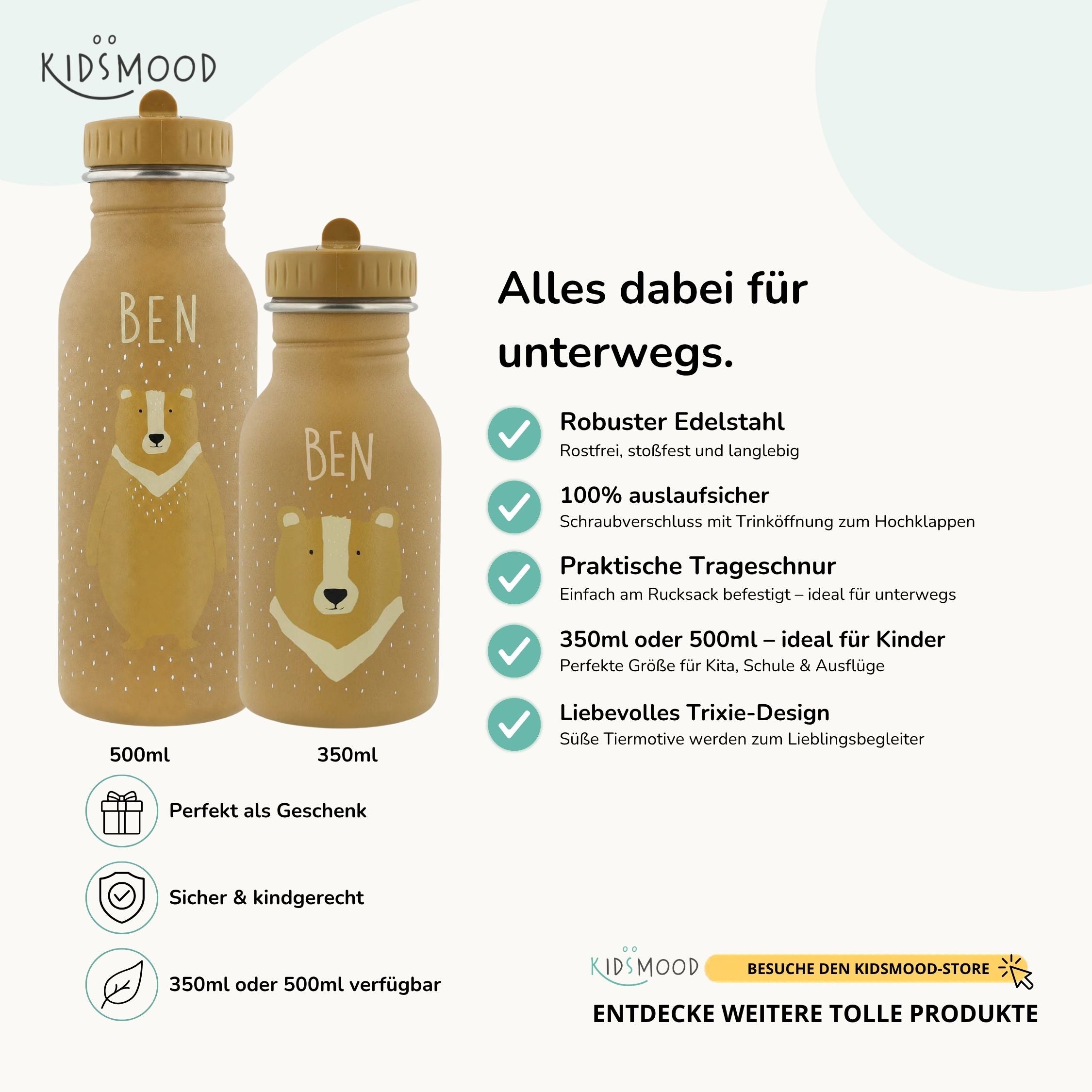 Trixie Trinkflasche Kinder personalisiert Bär