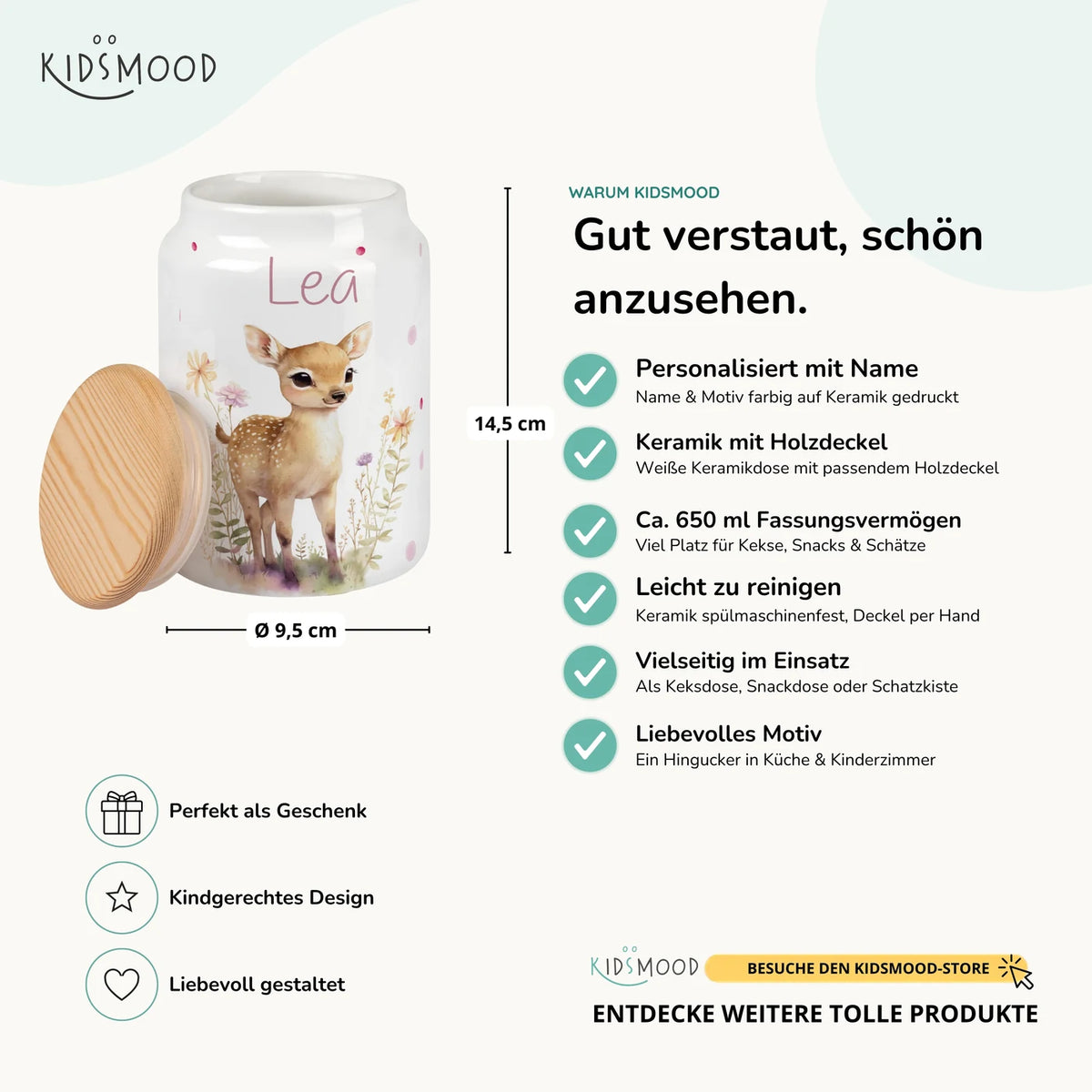 Personalisierbare Keksdose mit Name - Reh