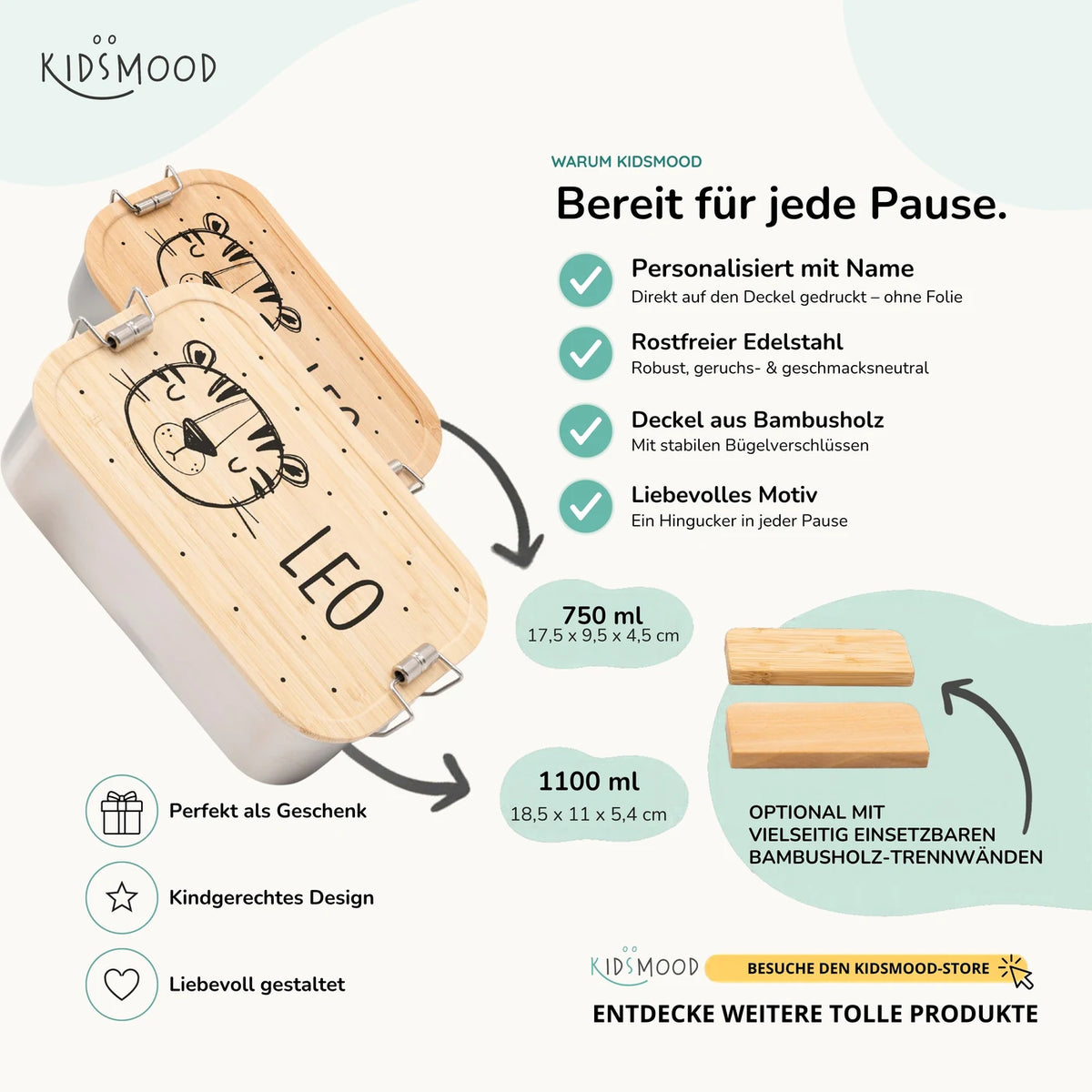 Brotdose personalisiert Tiger