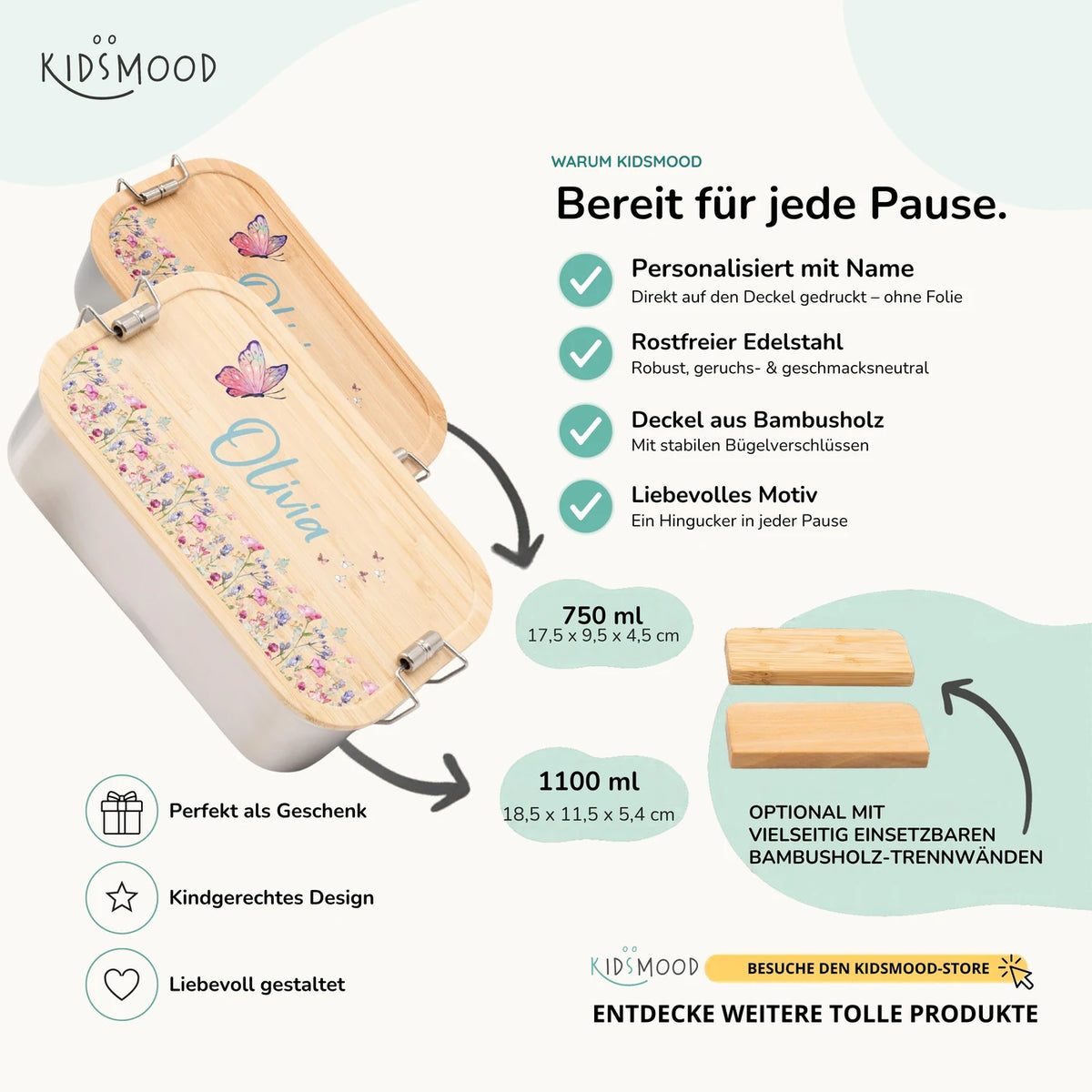 Brotdose Kinder personalisiert - Blumenpark