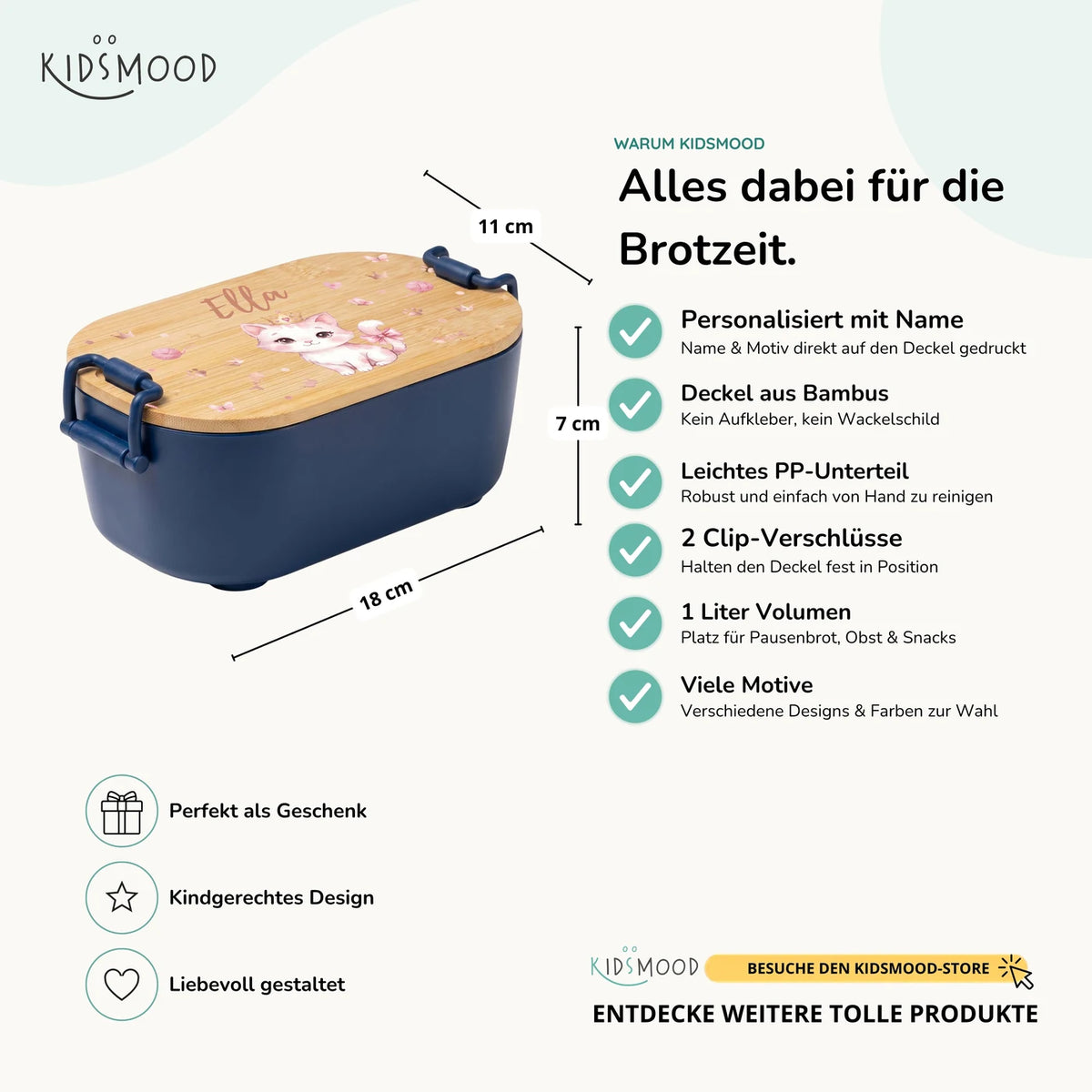 Brotdose Kinder personalisiert, Katze mit Krone