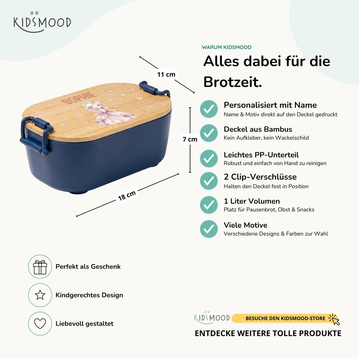 Brotdose Kinder personalisiert, Prinzessin