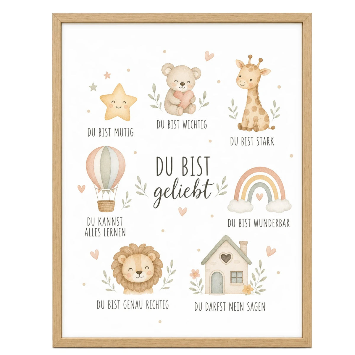 Affirmationsposter „Collage Du bist geliebt“ fürs Kinderzimmer – Kinderposter mit positiven Botschaften, 30 × 40 cm