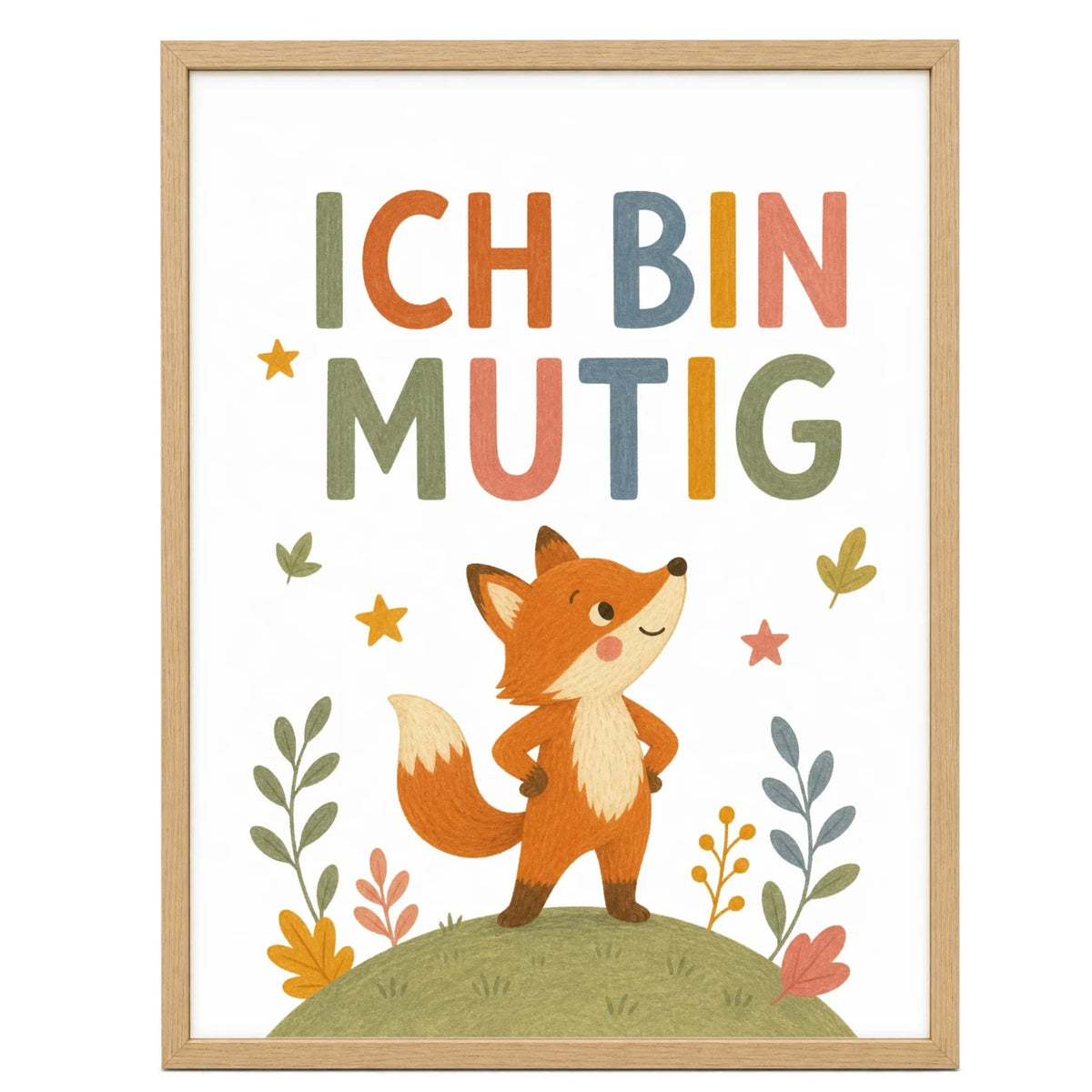 Affirmationsposter „Fuchs Ich bin mutig“ fürs Kinderzimmer – Kinderposter mit positiven Botschaften, 30 × 40 cm