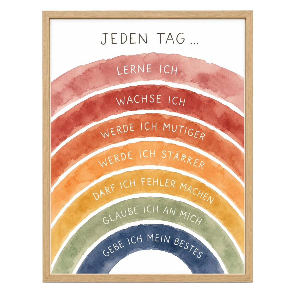 Affirmationsposter „Regenbogen Jeden Tag“ fürs Kinderzimmer – Kinderposter mit positiven Botschaften, 30 × 40 cm