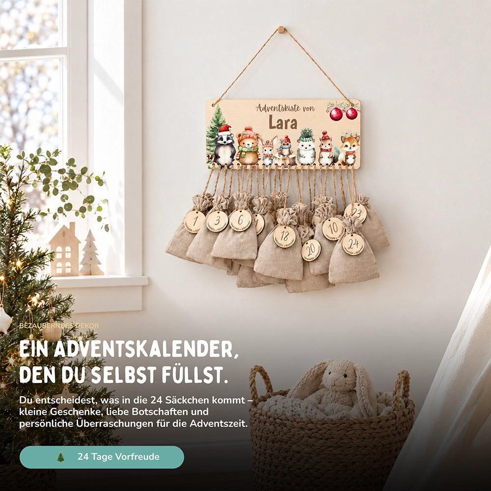 Personalisierbarer Adventskalender farbig - Weihnachtliche Stimmung