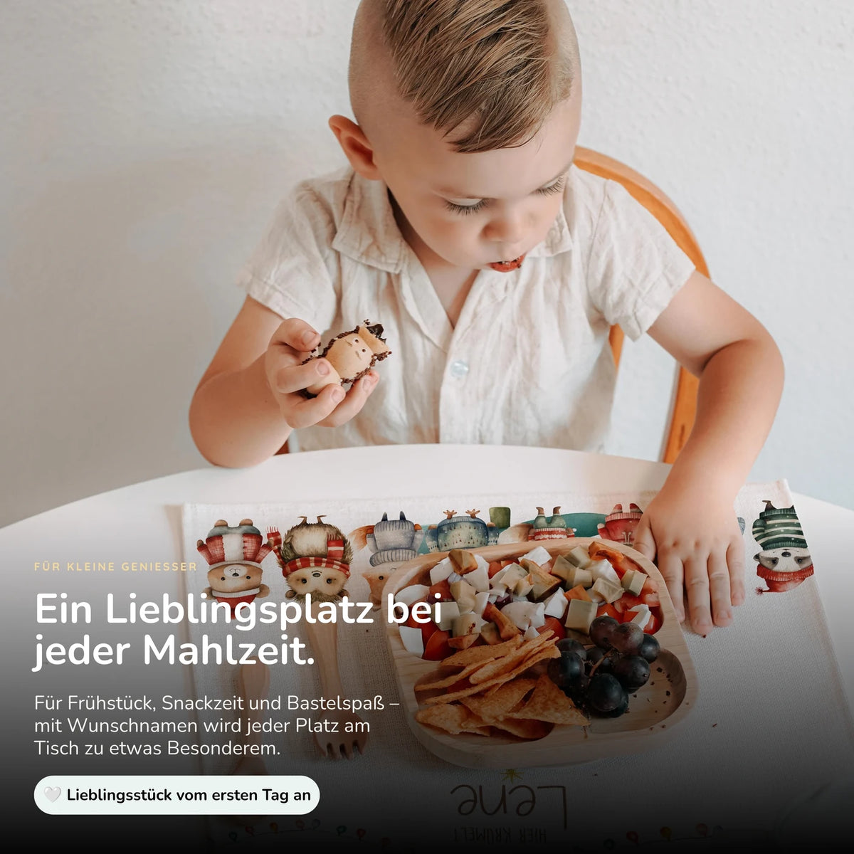 Tischset Kinder personalisiert Weihnachtsmotiv - Nordpol-Tierparade