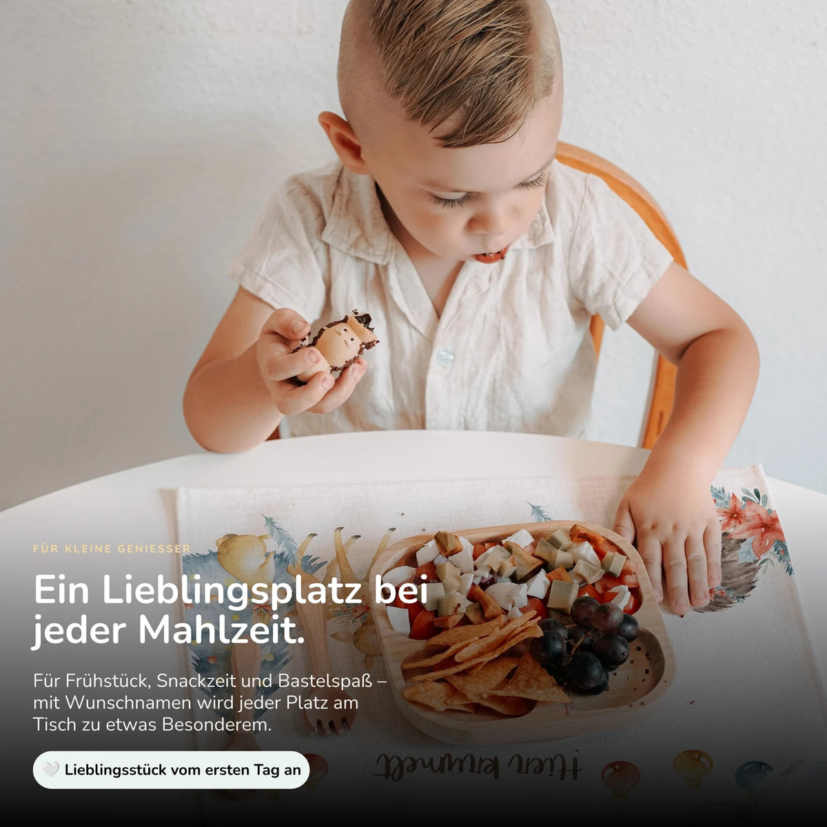 Tischset Kinder personalisiert Weihnachtsmotiv - Schneeflocken-Tierbande