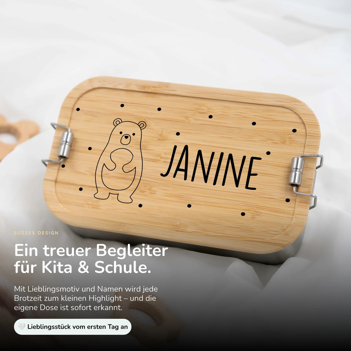 Brotdose Kinder personalisiert - Fröhlicher Bär