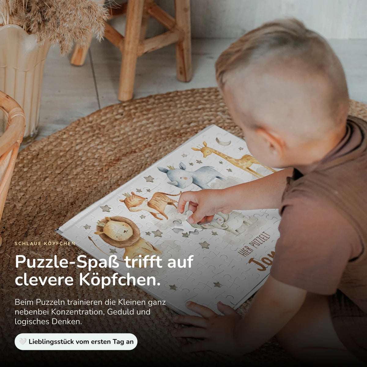 Kinderpuzzle personalisiert mit Namen - Wilde Safari