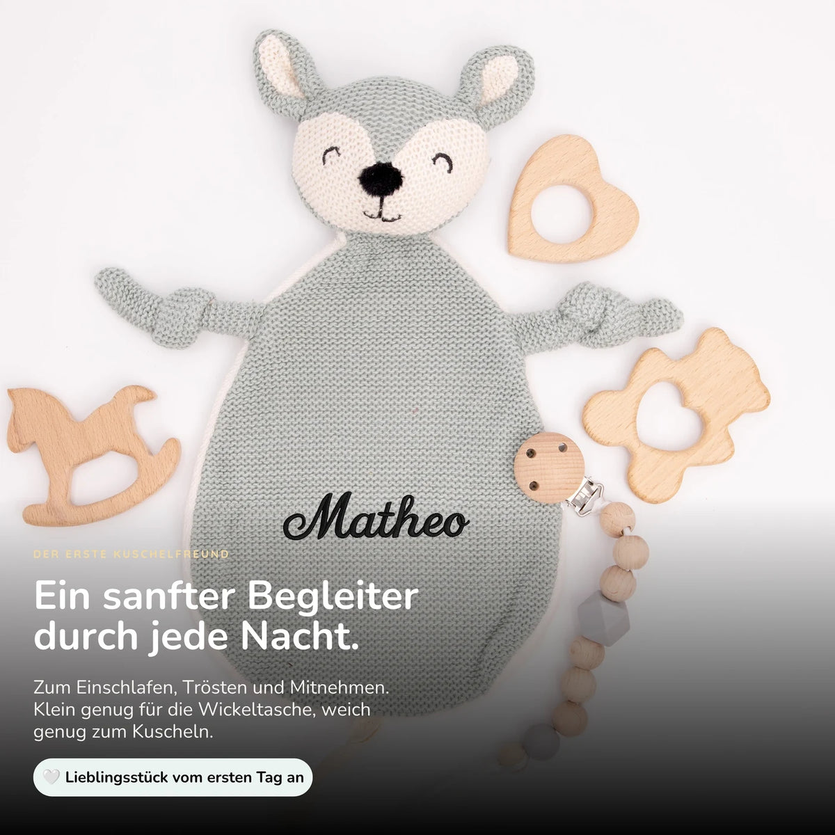 JOLLEIN Schnuffeltuch personalisiert mit Namen - Mädchen & Jungen