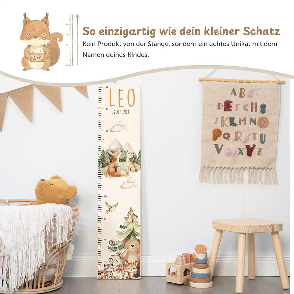 Messlatte Kinder Holz & Aluverbund - Tierfamilie